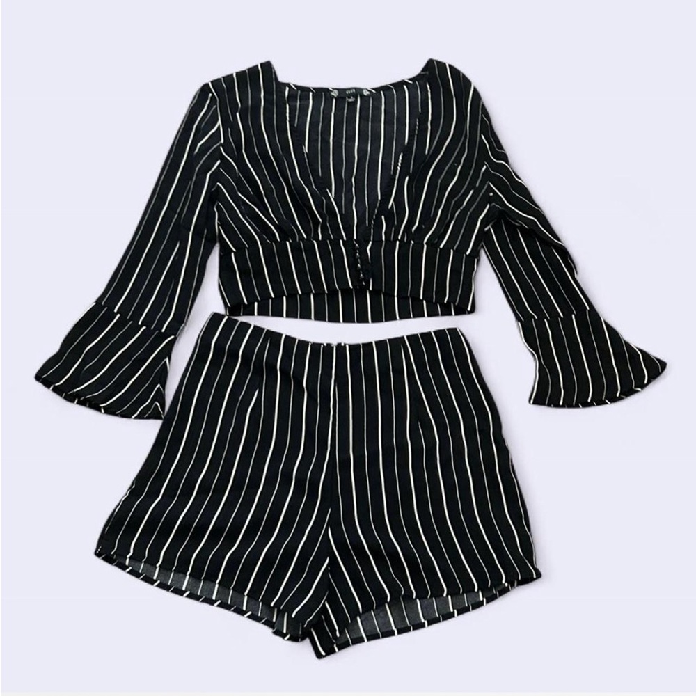Iris Black and White Striped two piece set